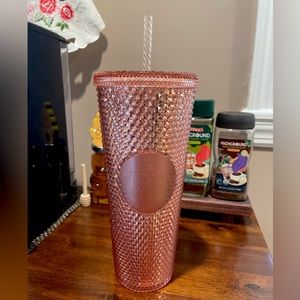 RARE Authentic 2019 Starbucks Studded Rose Gold Tumbler Cup - Great Condition
